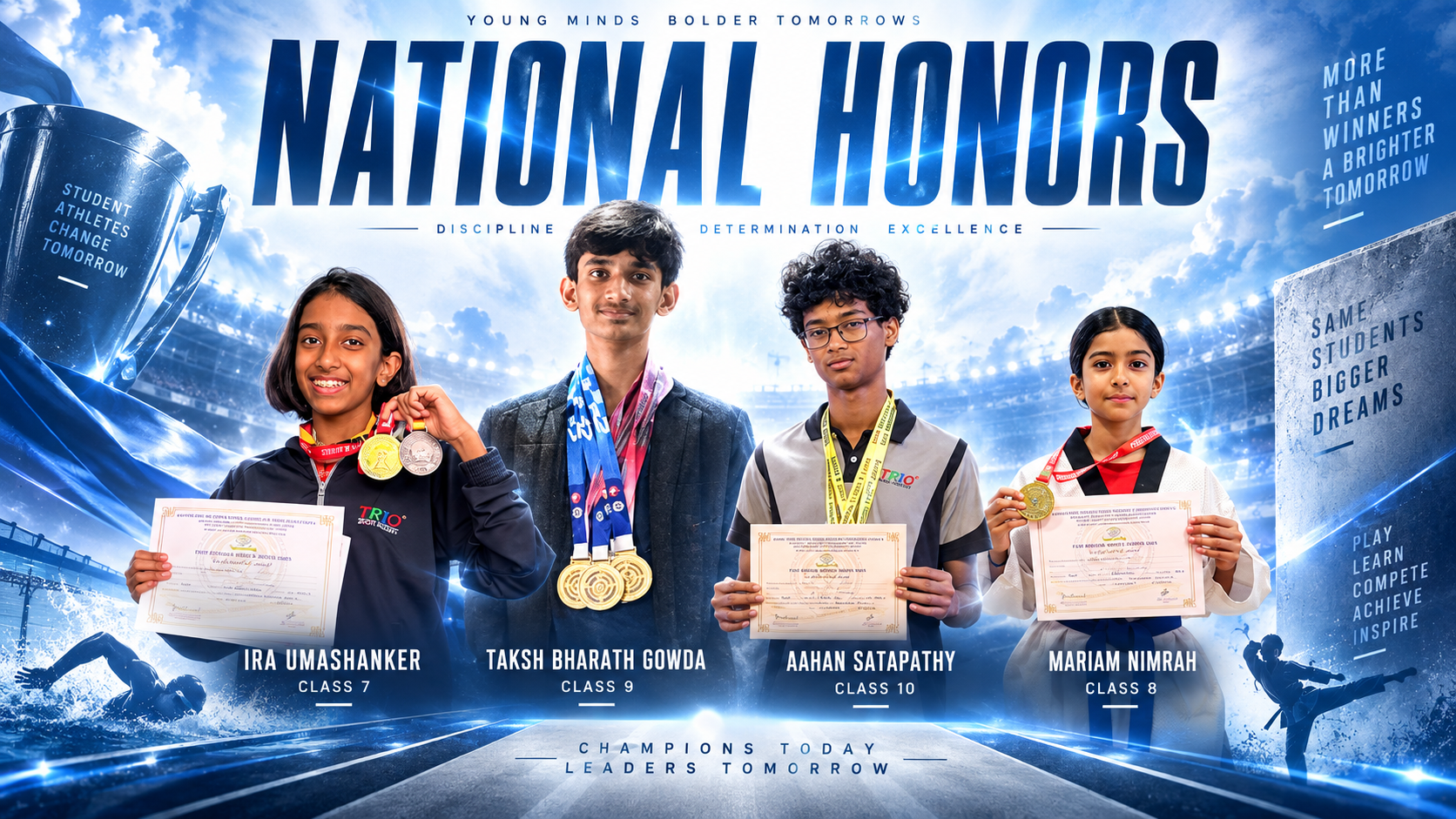 Trio World School Students Clinch National Honors and SGFI Selections Across Multiple Sports